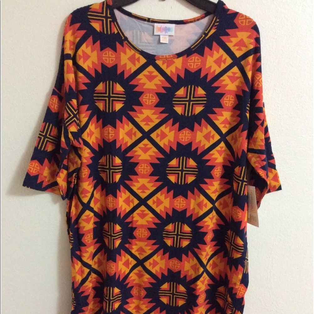 LuLaRoe Irma Tunic Shirt Tribal Stars Slinky Rayon